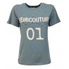 SEMICOUTURE t-shirt donna mezza manica con strass art Y1SJ02 100% cotone