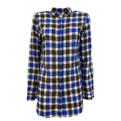 BROUBACK brown / blue / white checkered woman shirt JESSY Q18 MADE IN ITALY