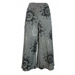 TADASHI pantalone donna fantasia grigio fiori nero/bianco cropped art TPE215110 MADE IN ITALY