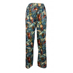 LA FEE MARABOUTEE pantalone donna fantasia celeste/fiori art FA-PA-LAUDE MADE IN ITALY