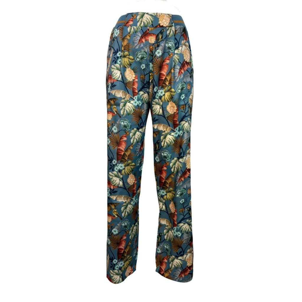 LA FEE MARABOUTEE pantalone donna fantasia celeste/fiori art FA-PA-LAUDE MADE IN ITALY