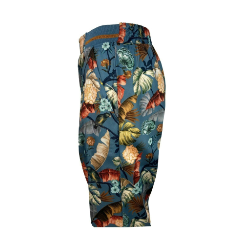 LA FEE MARABOUTEE pantalone donna fantasia celeste/fiori art FA-PA-LAUDE MADE IN ITALY