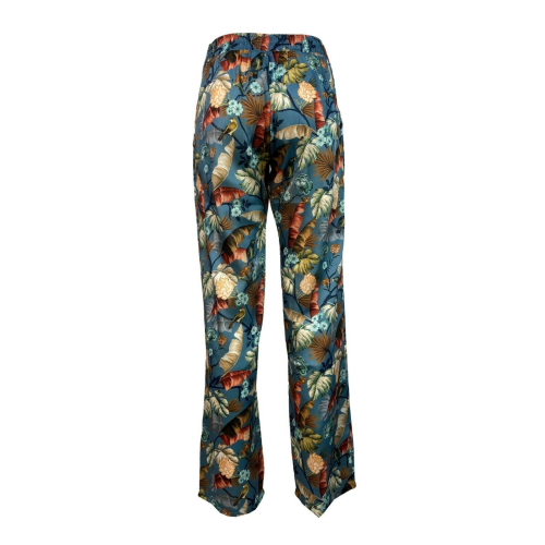 LA FEE MARABOUTEE pantalone donna fantasia celeste/fiori art FA-PA-LAUDE MADE IN ITALY