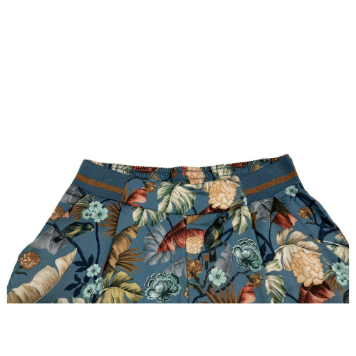 LA FEE MARABOUTEE pantalone donna fantasia celeste/fiori art FA-PA-LAUDE MADE IN ITALY