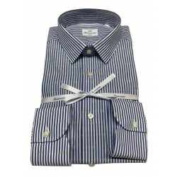 BRANCACCIO camicia uomo righe blu micro disegni verde  art SA00B0 SLIM ALBERT DBB0103