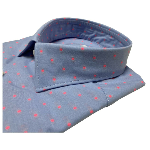 BRANCACCIO man shirt long sleeve slim light blue polka dot fuchsia SA00B0 SLIM ALBERT DBB0101