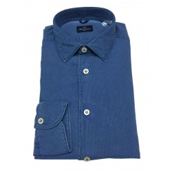 BRANCACCIO camicia uomo manica lunga slim tessuto armaturato colore denim art SA00B2 ALBERT DBB0211