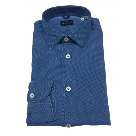 BRANCACCIO man shirt long sleeve slim textured fabric denim color art SA00B2 ALBERT DBB0211