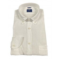 BRANCACCIO camicia uomo bianca GNOOK1 GOLD NICOLA  DBR5300 100% lino