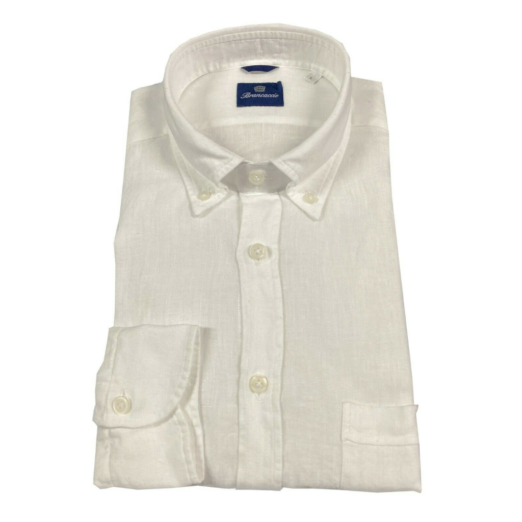 BRANCACCIO white man shirt GNOOK1 GOLD NICOLA DBR5300 100% linen