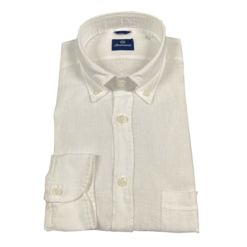 BRANCACCIO camicia uomo bianca GNOOK1 GOLD NICOLA  DBR5300 100% lino