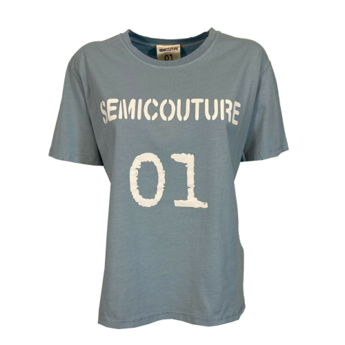 SEMICOUTURE t-shirt donna con rotture sul collo art Y1SJ06 100% cotone