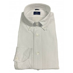 BRANCACCIO man shirt long sleeve bottom-down white embossed GN00B1 GOLD NICOLA DBC0500 100% cotton