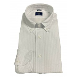 BRANCACCIO man shirt long sleeve bottom-down white embossed GN00B1 GOLD NICOLA DBC0500 100% cotton