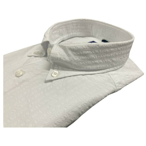 BRANCACCIO camicia uomo manica lunga bottom-down bianca goffrata GN00B1 GOLD NICOLA DBC0500 100% cotone