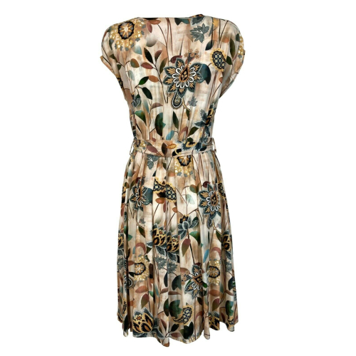 LA FEE MARABOUTEE abito donna fantasia beige/giallo/verde art FA-RO-LALAINA MADE IN ITALY