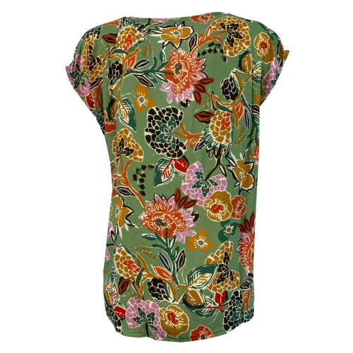 LA FEE MARABOUTEE blusa donna fantasia verde art FA-TO-LISE 100% viscosa MADE IN ITALY