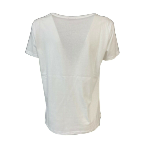 LA FEE MARABOUTEE t-shirt donna bianca stampa fuxia art FA-TS-BELMOND