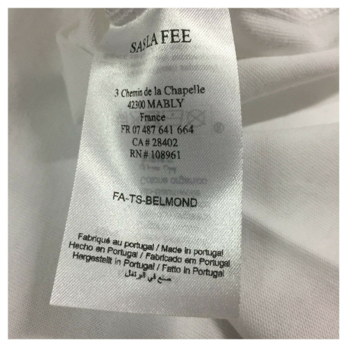 LA FEE MARABOUTEE t-shirt donna bianca stampa fuxia art FA-TS-BELMOND