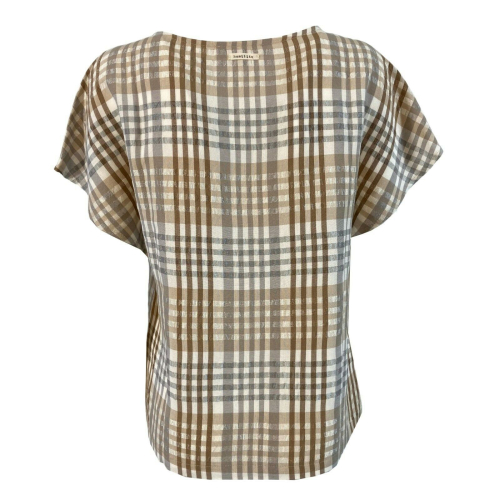 HUMILITY 1949 beige / gray checkered blouse woman art HA-TO-HELIA MADE IN ITALY