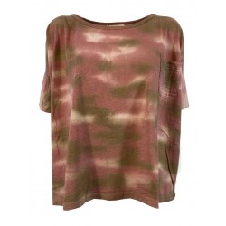 HUMILITY 1949 t-shirt donna sfumata beige/rosa over art HA-TS-ADELIA 100% cotone MADE IN ITALY