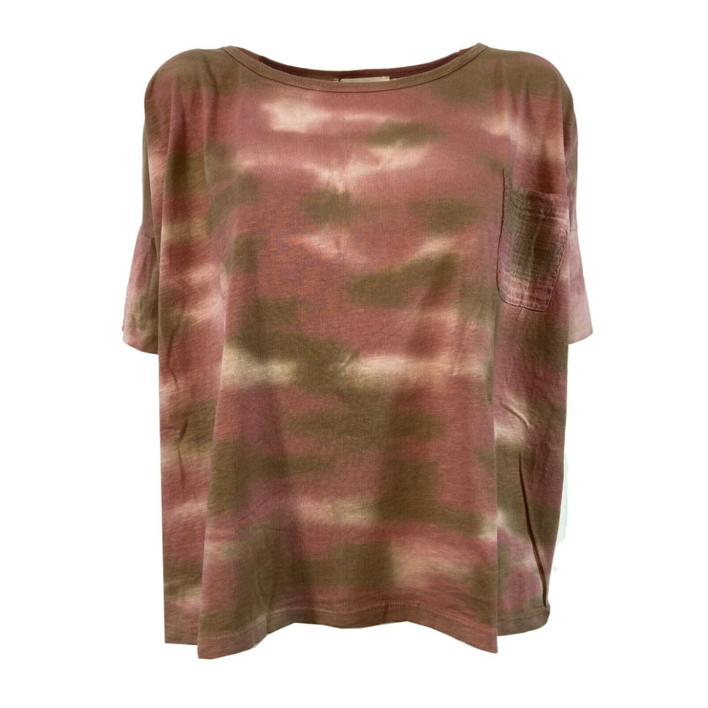 HUMILITY 1949 t-shirt donna sfumata beige/rosa over art HA-TS-ADELIA 100% cotone MADE IN ITALY