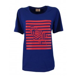 PERSONA by Marina Rinaldi t-shirt donna bluette/rosso linea N.O.W  art 11.7971011 VANIA