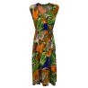 ALDO MARTINS abito donna jersey fantasia multicolor taglio in vita art 5610 CISUS MADE IN SPAIN