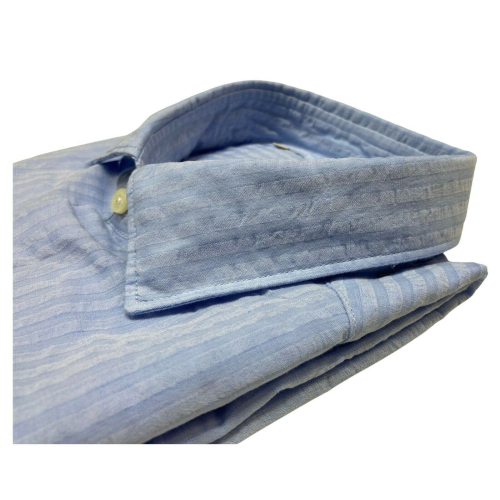 GMF 965 men's shirt with stripes on light blue mod 10.A.L 911119/06 100% cotton