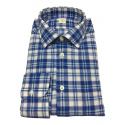 GMF 965 man shirt embossed white / light blue squares mod 10.A.L 911241/05 100% cotton