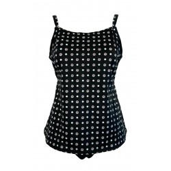 FASHY black / white patterned woman tankini + 12 cm high plain slip art 23861 01 B MADE IN ITALY