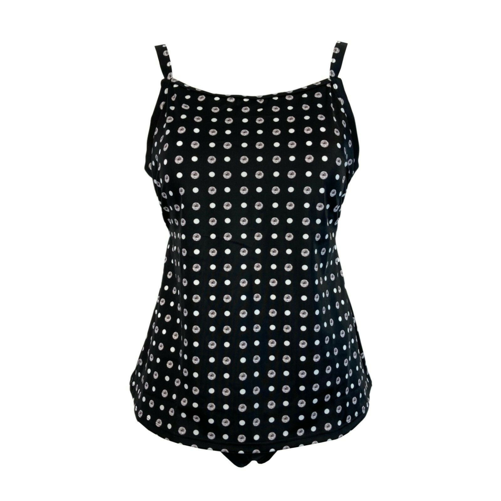 FASHY black / white patterned woman tankini + 12 cm high plain slip art 23861 01 B MADE IN ITALY