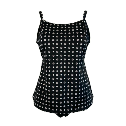 FASHY black / white patterned woman tankini + 12 cm high plain slip art 23861 01 B MADE IN ITALY