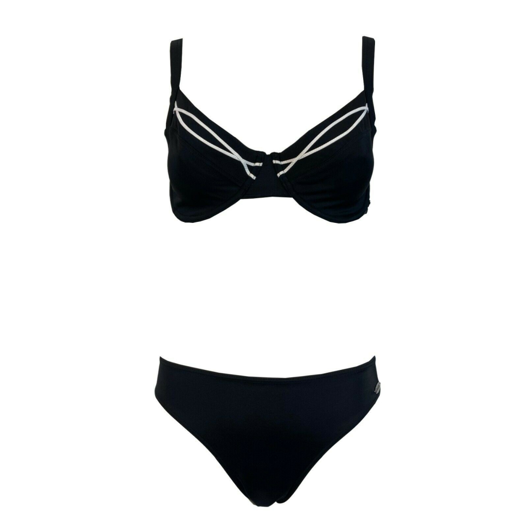 FASHY two-piece costume woman black with white inserts art 2327 C 80% recycled polyamide 20% elastane FASHY two-piece costume woman black with white inserts art 2327 C 80% recycled polyamide 20% elastane