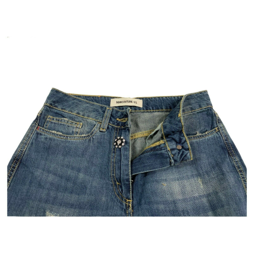 SEMICOUTURE jeans donna leggero con strappi art Y1SY34 CHARLENE 100% cotone MADE IN ITALY
