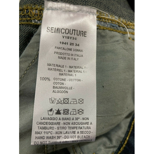 SEMICOUTURE woman light jeans with tears art Y1SY34 CHARLENE 100% cotton MADE IN ITALY