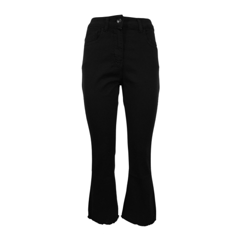 SEMICOUTURE jeans donna nero a trombetta corto Y1SY25 FREDERICK MADE IN ITALY