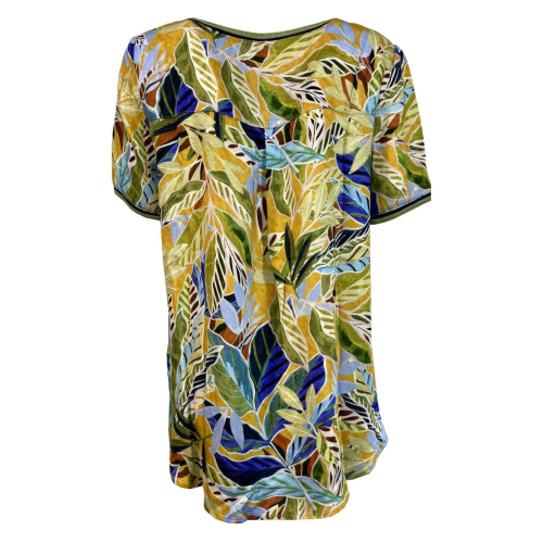 ETICI blouse woman half sleeve fantasy yellow / green / blue art E1 / 3825 MADE IN ITALY