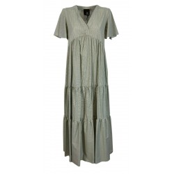 PRET A PORTER VENEZIA long woman dress white / green vichy checks art SUSHI 100% cotton MADE IN ITALY