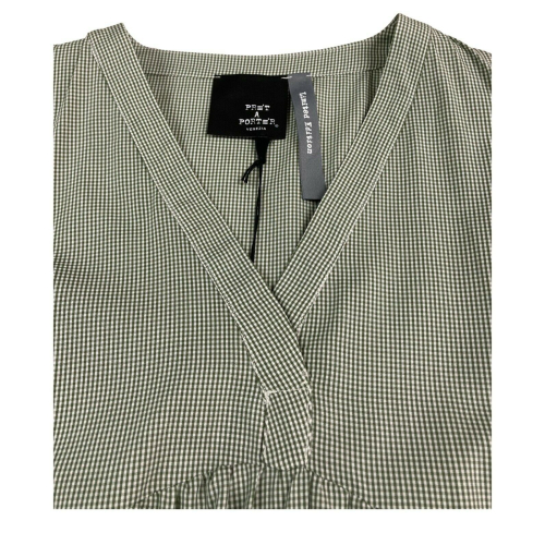 PRET A PORTER VENEZIA abito donna lungo quadretti vichy bianco/verde art SUSHI 100% cotone MADE IN ITALY