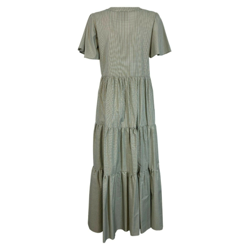 PRET A PORTER VENEZIA long woman dress white / green vichy checks art SUSHI 100% cotton MADE IN ITALY