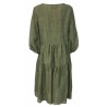 PRET A PORTER VENEZIA green lined woman dress art VANILLA 100% linen MADE IN ITALY