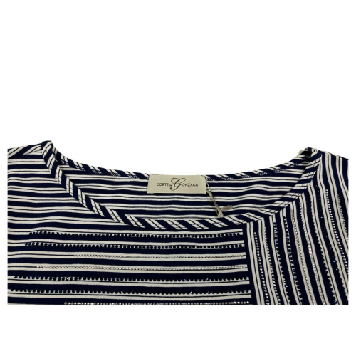 CORTE DEI GONZAGA t-shirt donna righe blu/bianco art 2101 1R 1300 E1637 95% cotone 5% elastan