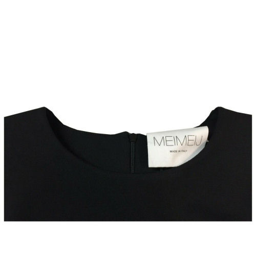 MEIMEIJ blusa donna nera punto milano over asimmetrica mod M1YB14 MADE IN ITALY