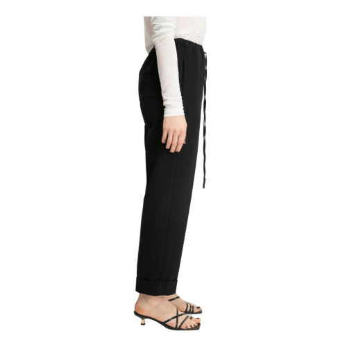 MEIMEIJ pantalone donna tessuto scuba gessato nero mod M1YC01 MADE IN ITALY