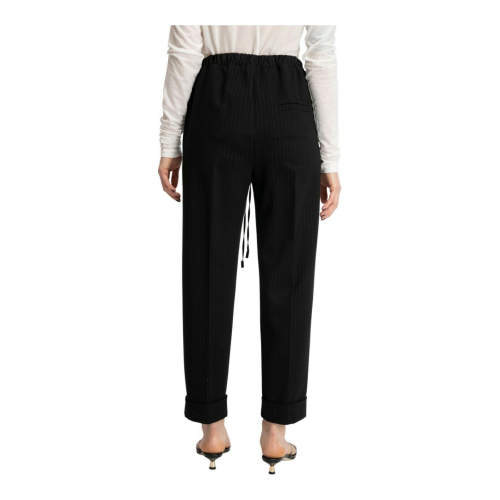 MEIMEIJ woman trousers in black pinstripe scuba fabric mod M1YC01 MADE IN ITALY