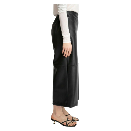 MEIMEIJ pantalone donna ecopelle nero ampio M1YD03 MADE IN ITALY