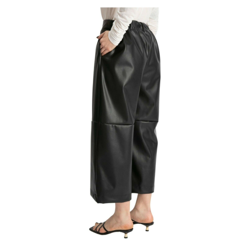 MEIMEIJ pantalone donna ecopelle nero ampio M1YD03 MADE IN ITALY