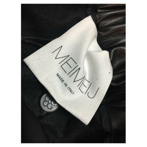 MEIMEIJ wide black faux leather woman trousers M1YD03 MADE IN ITALY
