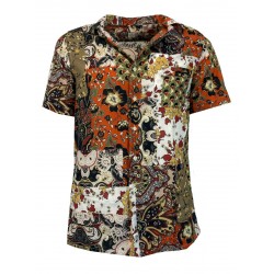 GMF 965 man shirt half sleeve patterned patchwork art T3-3842 911285/01 100% cotton